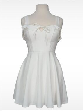 Zara White Tie-Front A-Line Mini Dress